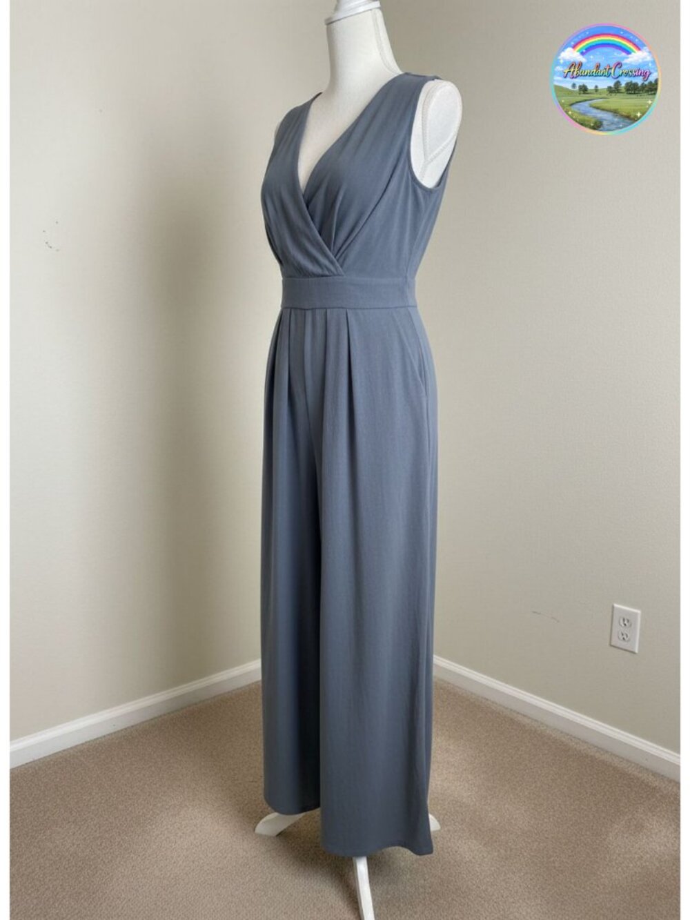 Linen Sleeveless Wrap Jumpsuit V-Neck Wide Waist Casual Summer